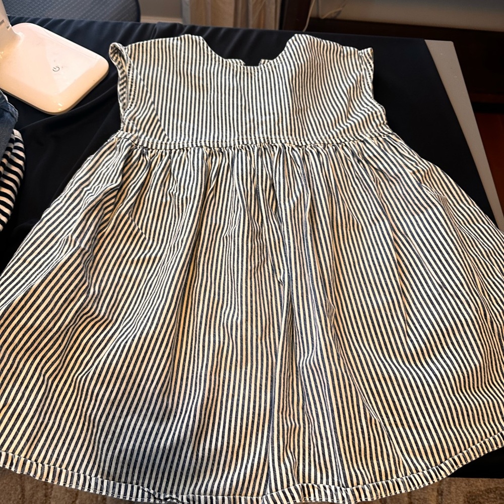 Striped Denim and White Dress